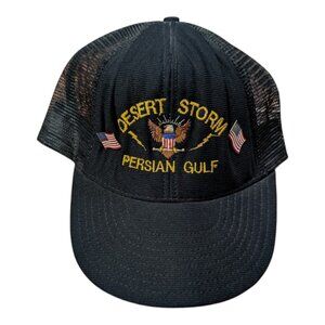 Vintage Operation Desert Storm Persian Gulf Black Snapback Hat Made In USA